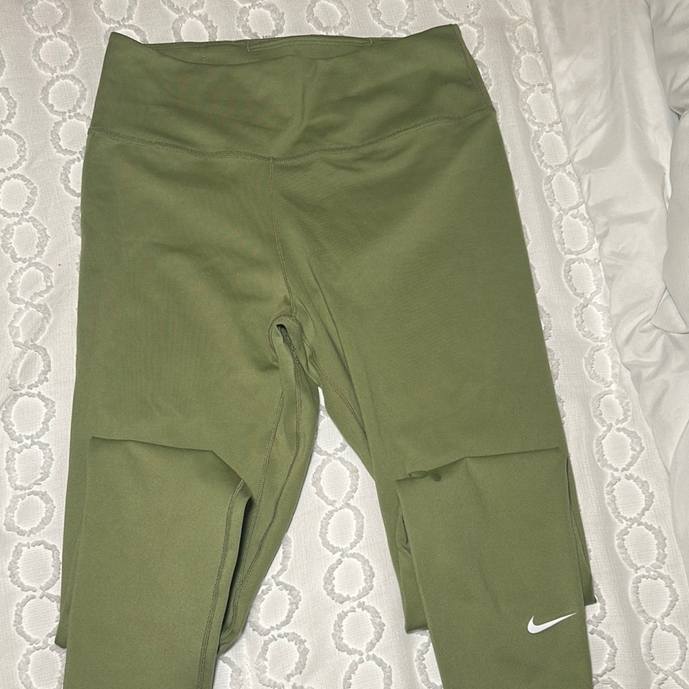 Nike Kids Olive Green Leggings Dri-Fit